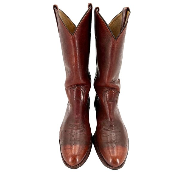 Frye Other - Vintage Frye Cowboy Boots Mens size 9D Distressed Brown Leather USA Western Boot